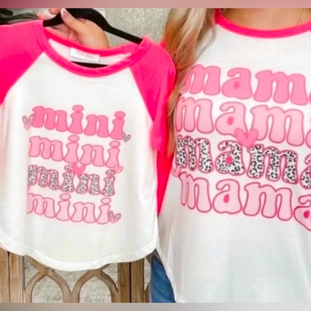 Mama & Mini Matching Pink 3/4 Sleeve T-Shirts Tops NWOT